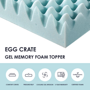 MELLOW 4 in. King Egg Crate Memory Foam Mattress Topper with